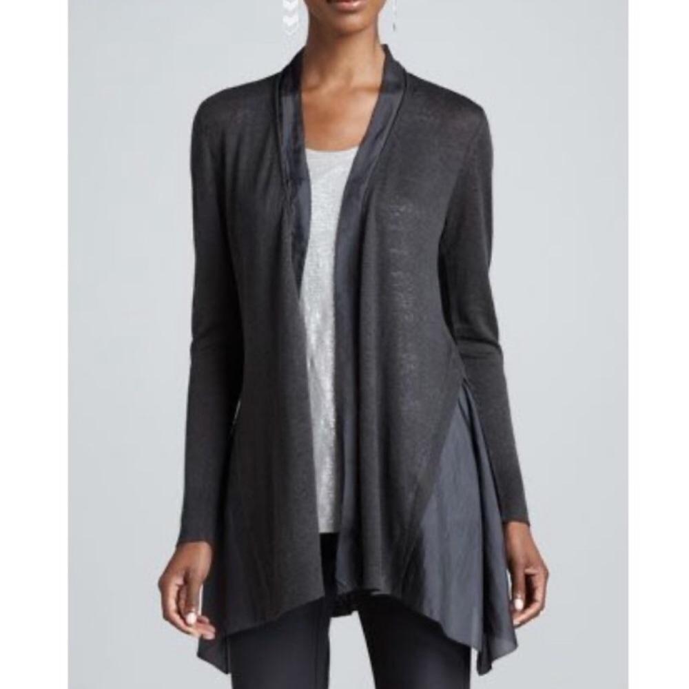 Eileen Fisher Open Linen Silk Panel Cardigan - Picture 9 of 9